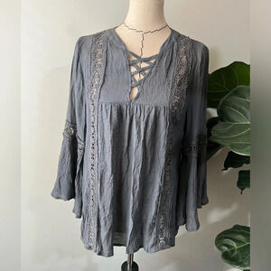 Entro Women’s size Medium boho blouse lace comfy breathable